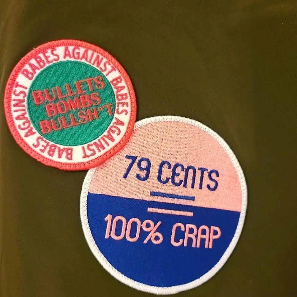 Wildfang Wild Feminist Collection Olive Bomber Jacket With Patches Xs — image 6 of 8